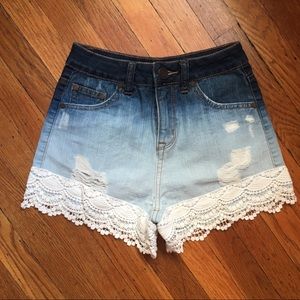 High waisted denim shorts